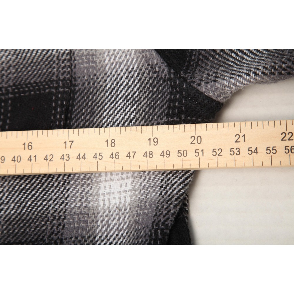 Johnnie O Shacket Jacket Mens Medium Black Gray Plaid Hooded Cotton Flannel - Picture 8 of 11